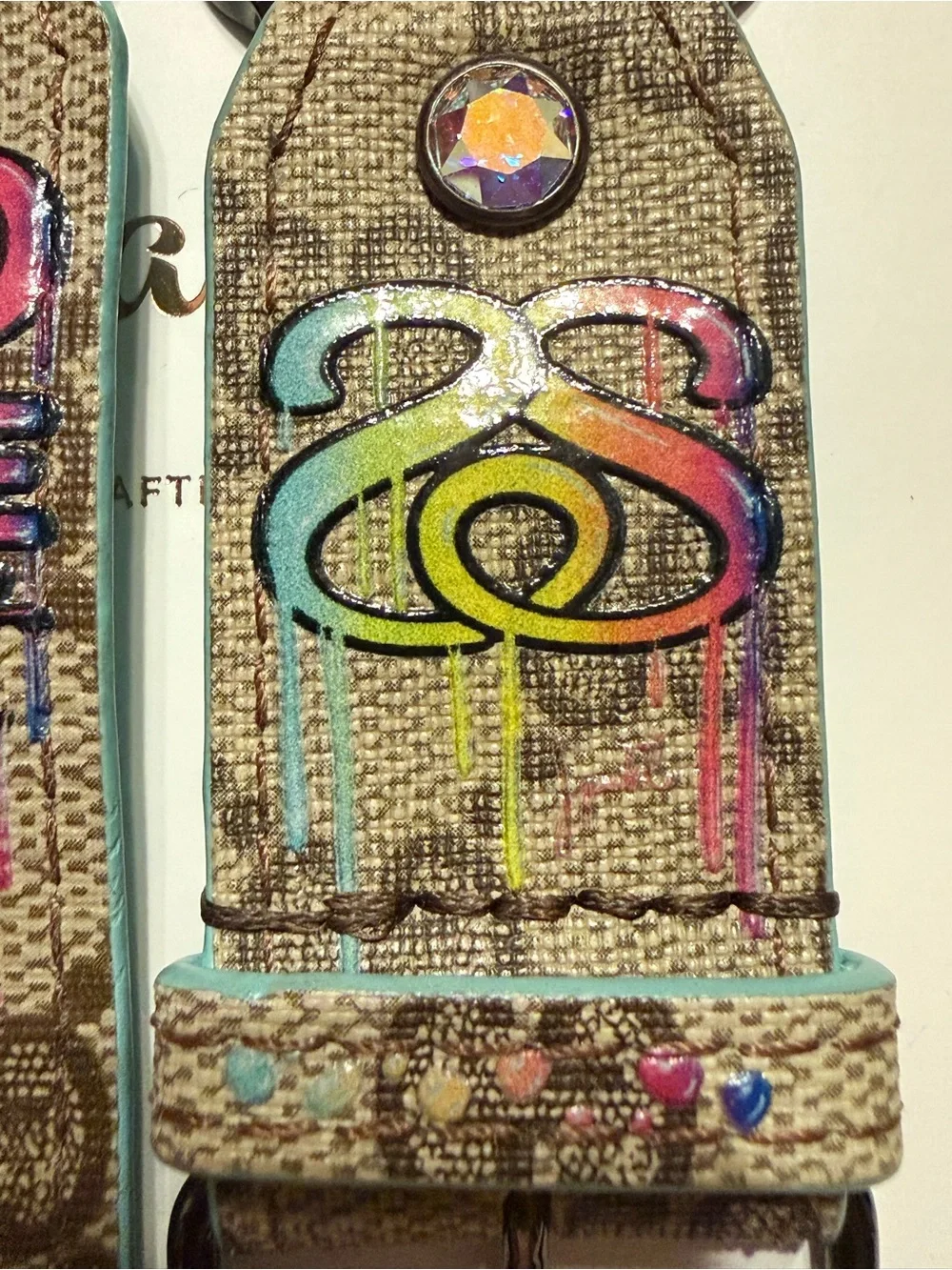 Spark*l Bands No Fake Sh*t Rainbow Graphic on Brown Webbed Gucci - Size 2